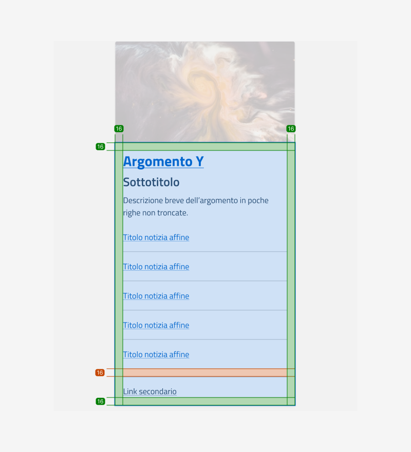 Le specifiche di design della card link correlati